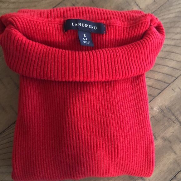 Lands’ End Cotton Blend Turtle🐢neck Elastane for Stretch. Deep Red Small is 6-8 - Picture 14 of 17